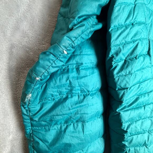 Patagonia Women’s Down Sweater Jacket L Teal Goose Down Puffer Coat - Picture 4 of 7